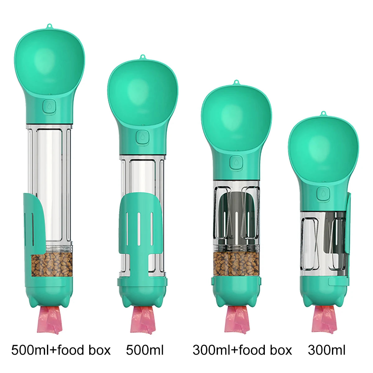 3-in-1 Portable Pet Water Bottle, Food Feeder & Waste Dispenser