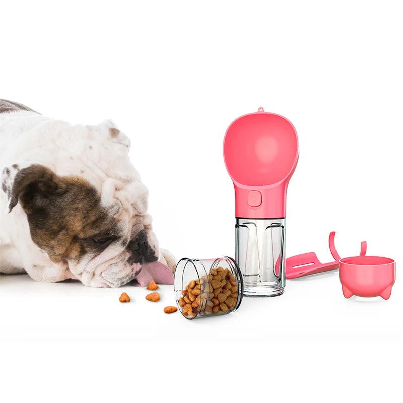 3-in-1 Portable Pet Water Bottle, Food Feeder & Waste Dispenser
